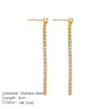 Women's geometric zircon earrings with line patterns in stainless steel gold or steel colour Chinese style design