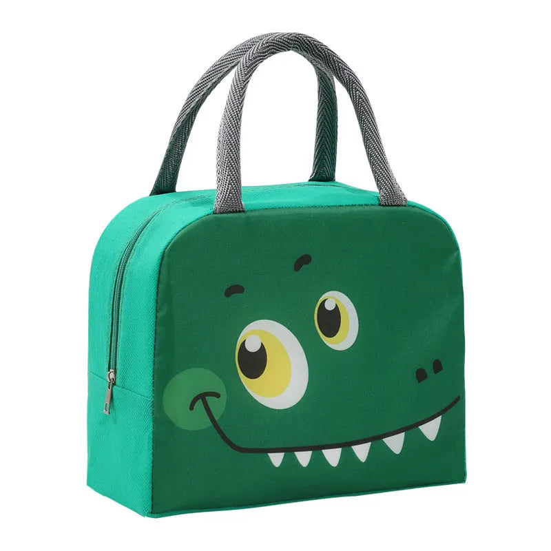 Cartoon insulated lunch box bag in animal designs with aluminium foil lining for heat preservation