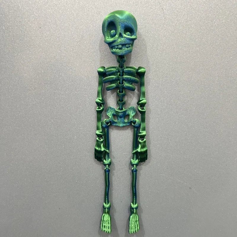 3D printed white skull refrigerator magnet ornament measuring 18cm high