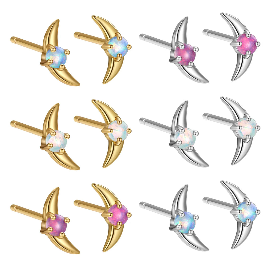 Geometric women's 925 silver earrings with electroplated gold or platinum finish and crystal stone accents