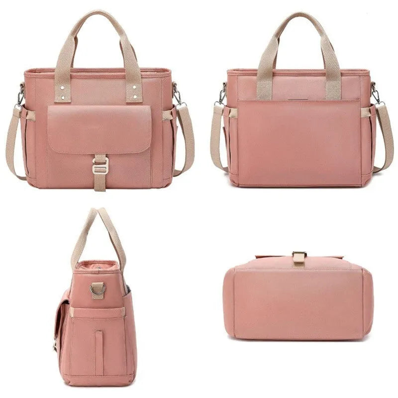 Portable picnic bag with removable shoulder strap and side pocket in cube design