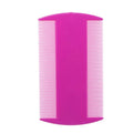 Double-edged fine-toothed plastic lice comb in assorted colours on white background