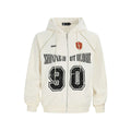 Women's loose casual jacket with hood and letter embroidery in American retro style