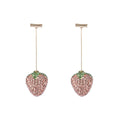 Geometric spot drill strawberry earrings in red zinc alloy for pierced ears
