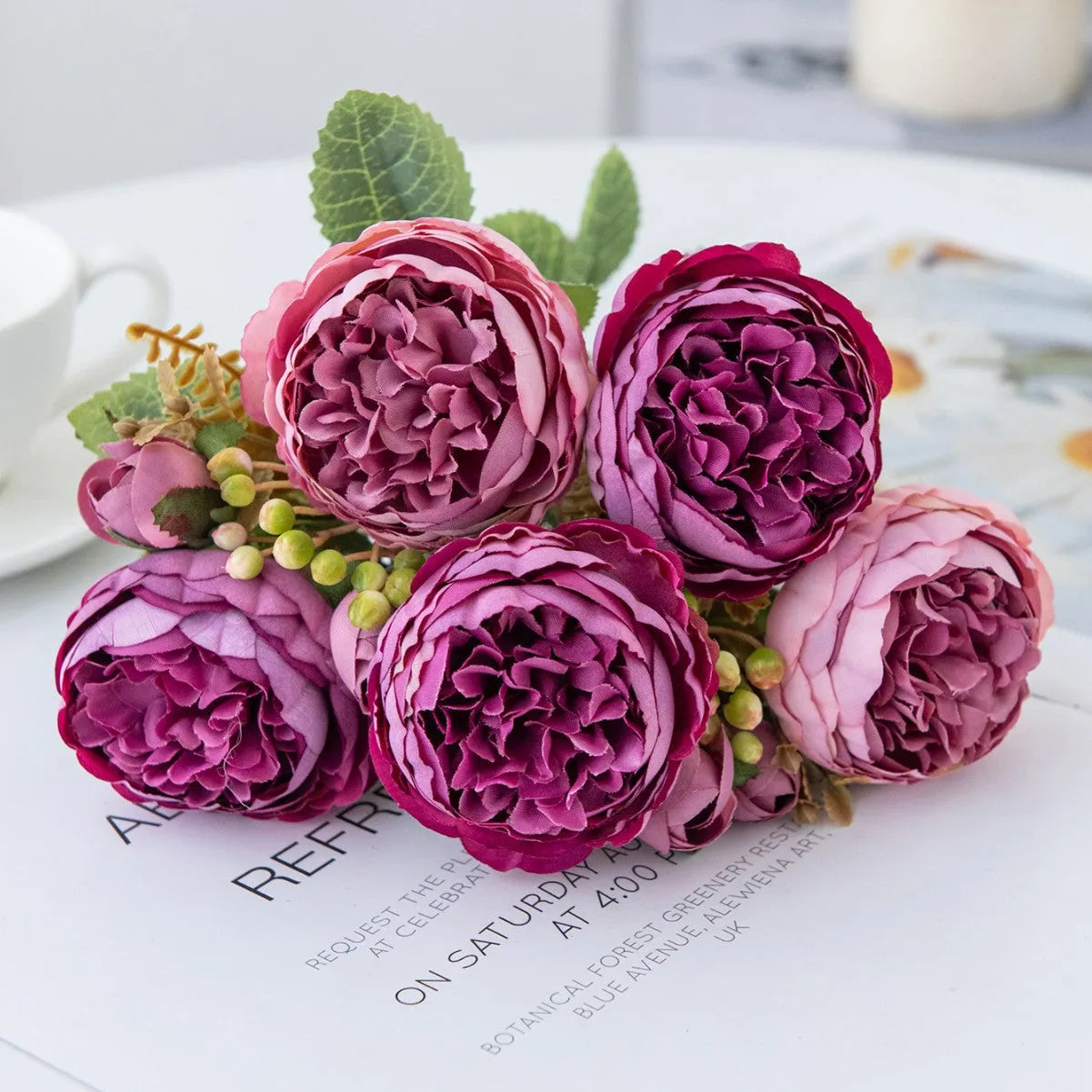 Artificial silk peony bouquet in multiple colours for wedding and home decoration