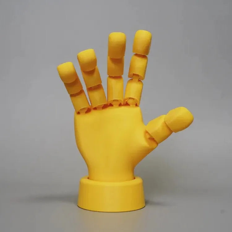 Yellow PLA hand ornament with movable finger joints in American style decoration