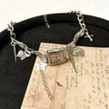 Dark style women's multi-layer cross necklace with twin clavicle chain and adjustable length
