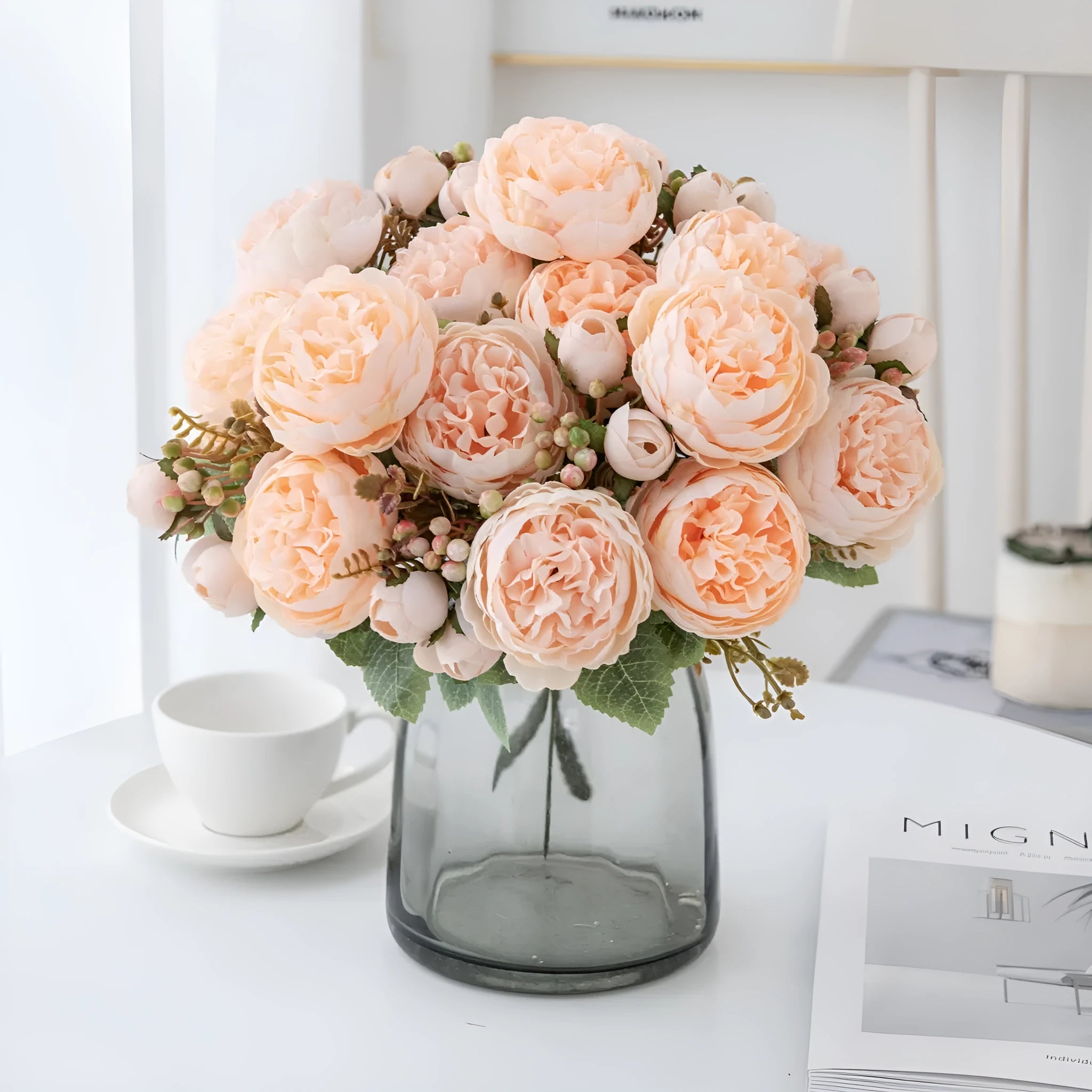 Artificial silk peony bouquet in multiple colours for wedding and home decoration