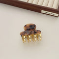Dopamine retro acetate hair clip with metal grip in leopard print colour