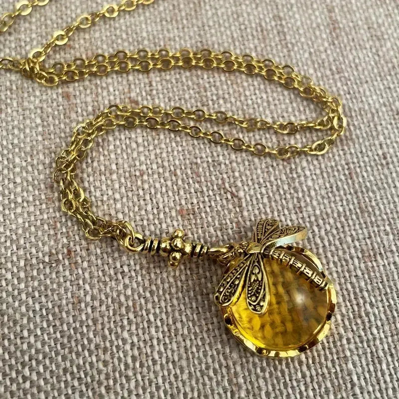 Vintage bronze dragonfly pendant necklace with hand carved details on 925 silver chain