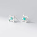 Women's geometric cross shaped stud earrings in 925 sterling silver with a choice of gold or silver finish.