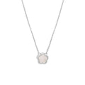 White mother shell flower necklace with O-chain in gold or silver finish