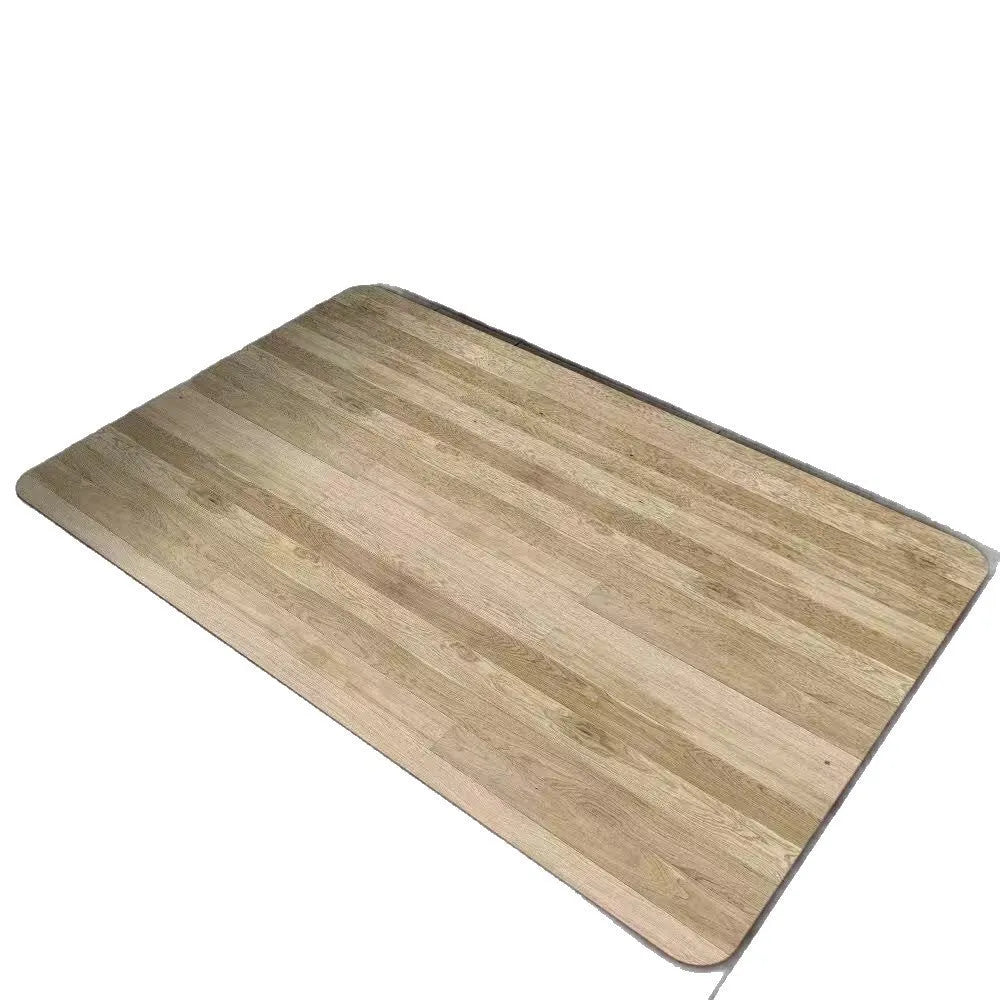 Square diatomaceous earth bathroom floor mat with wood grain pattern on bathroom tiles