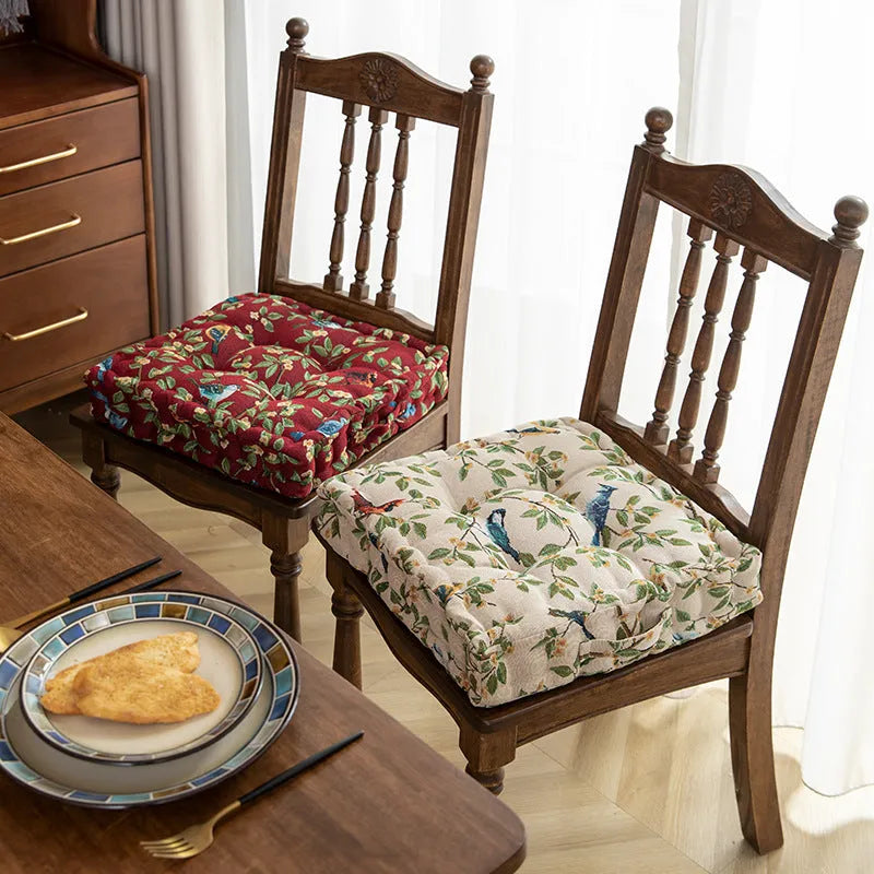 American dining chair back cushion with floral pattern in four colour options, measuring 40×40×8cm