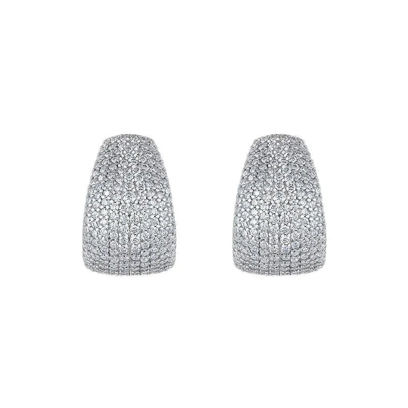 S925 sterling silver geometric ear studs with D-E colour moissanite stones and alloy backing