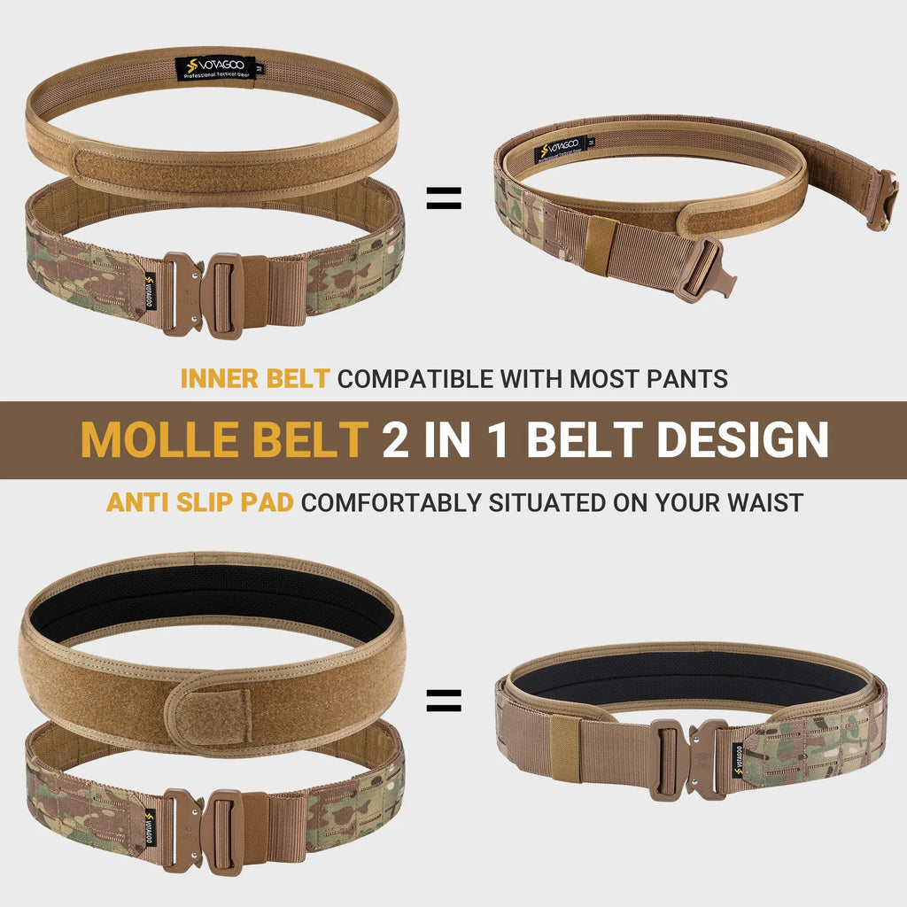 VOTAGOO 2-inch wide nylon tactical belt with quick-release alloy buckle in CP camouflage colour