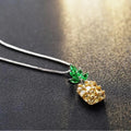 Silver plated women's necklace with a geometric pineapple diamond charm.