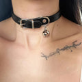 Black adjustable dog collar with choice of LD leather, cute bone, or cat paw decorative style.