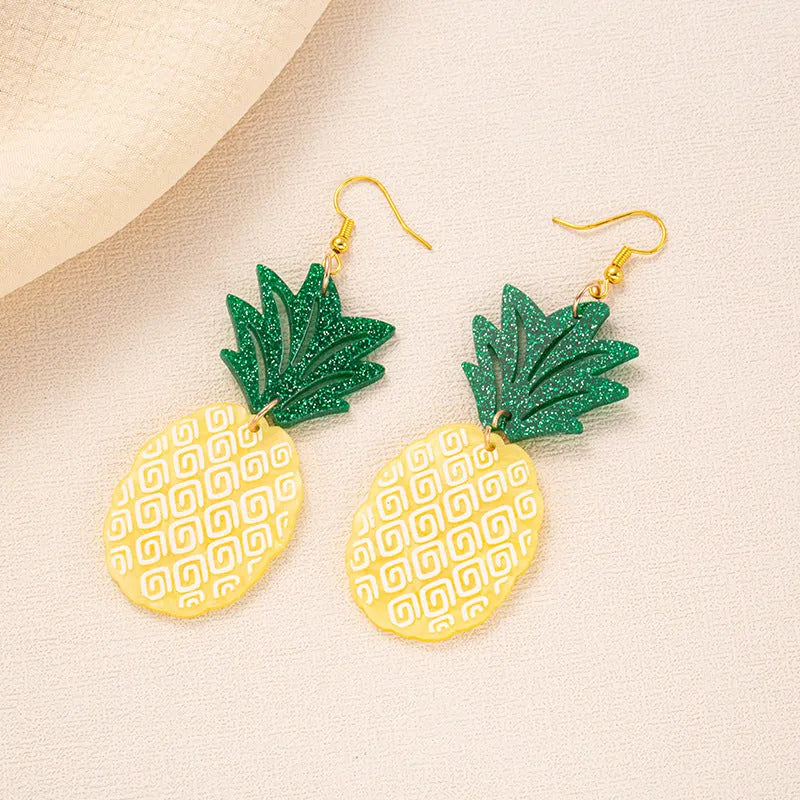 Acrylic drop earrings with coconut artocarpus design and alloy hooks in five colour options