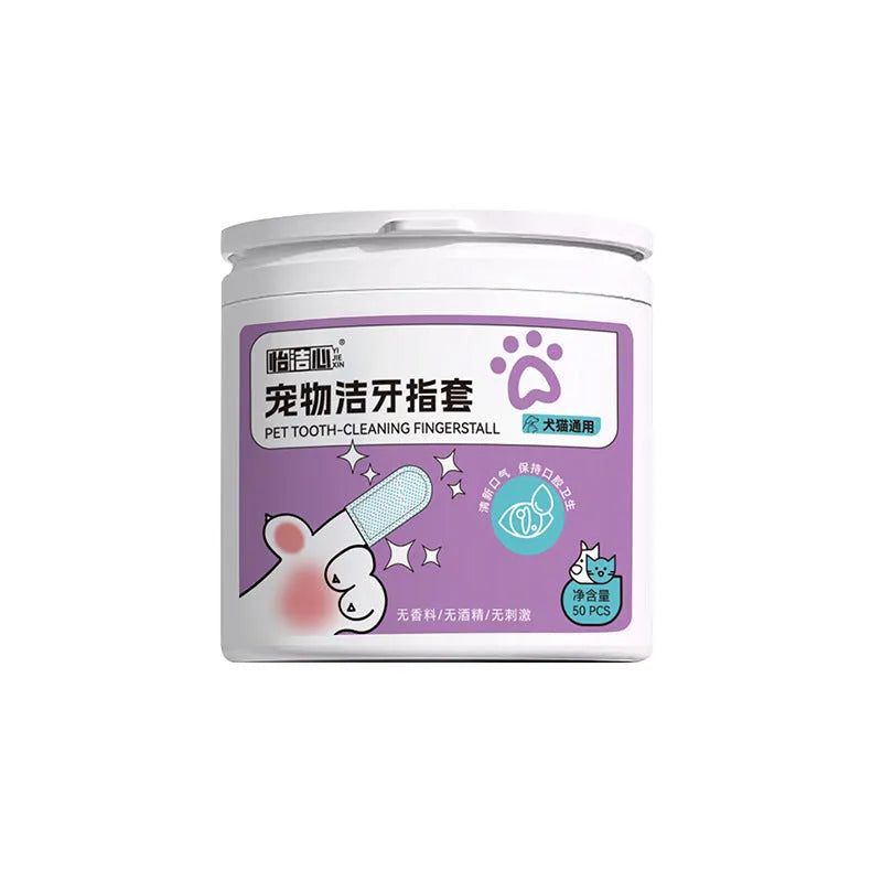 Pack of 50 disposable non-woven fabric pet dental cleaning finger stalls for dogs and cats
