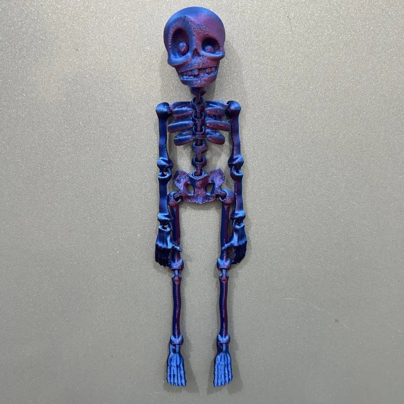 3D printed white skull refrigerator magnet ornament measuring 18cm high