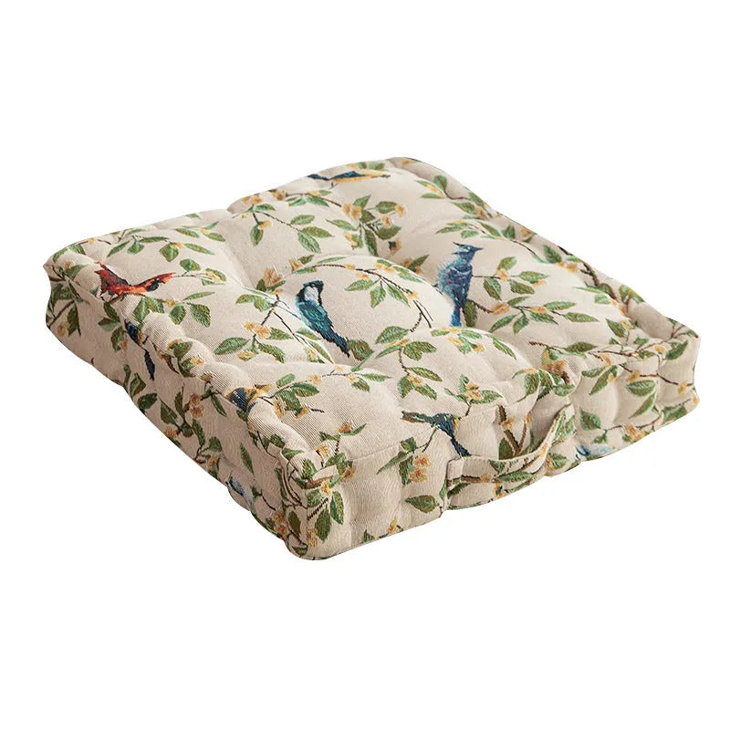 American dining chair back cushion with floral pattern in four colour options, measuring 40×40×8cm