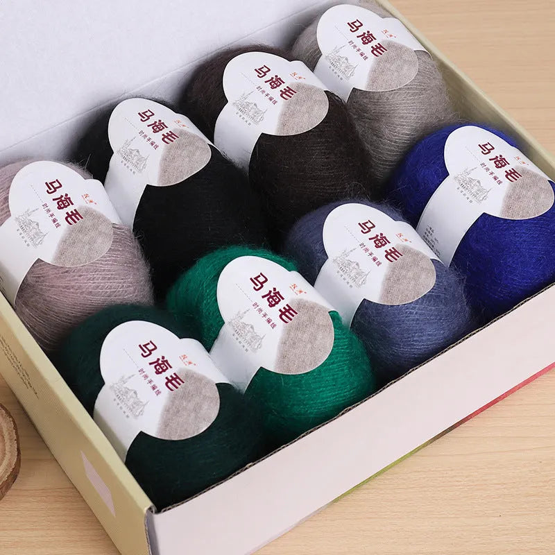 Mohair wool ball for DIY scarf knitting in selected colour from 34 options
