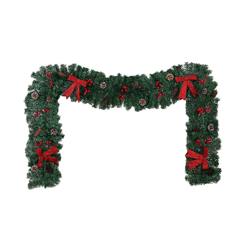 Christmas rattan cane with PVC pine cone bow decoration in European modern art style