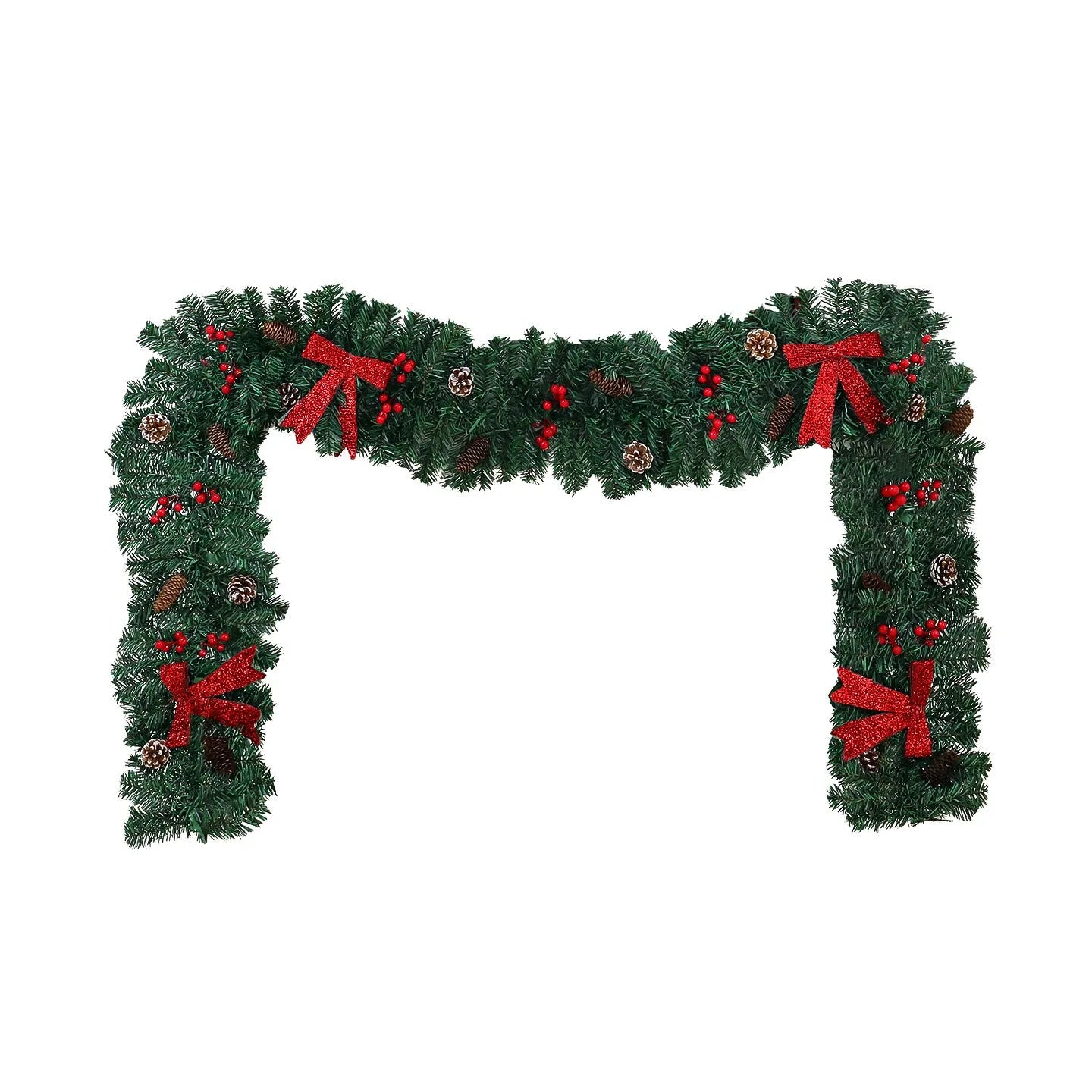 Christmas rattan cane with PVC pine cone bow decoration in European modern art style