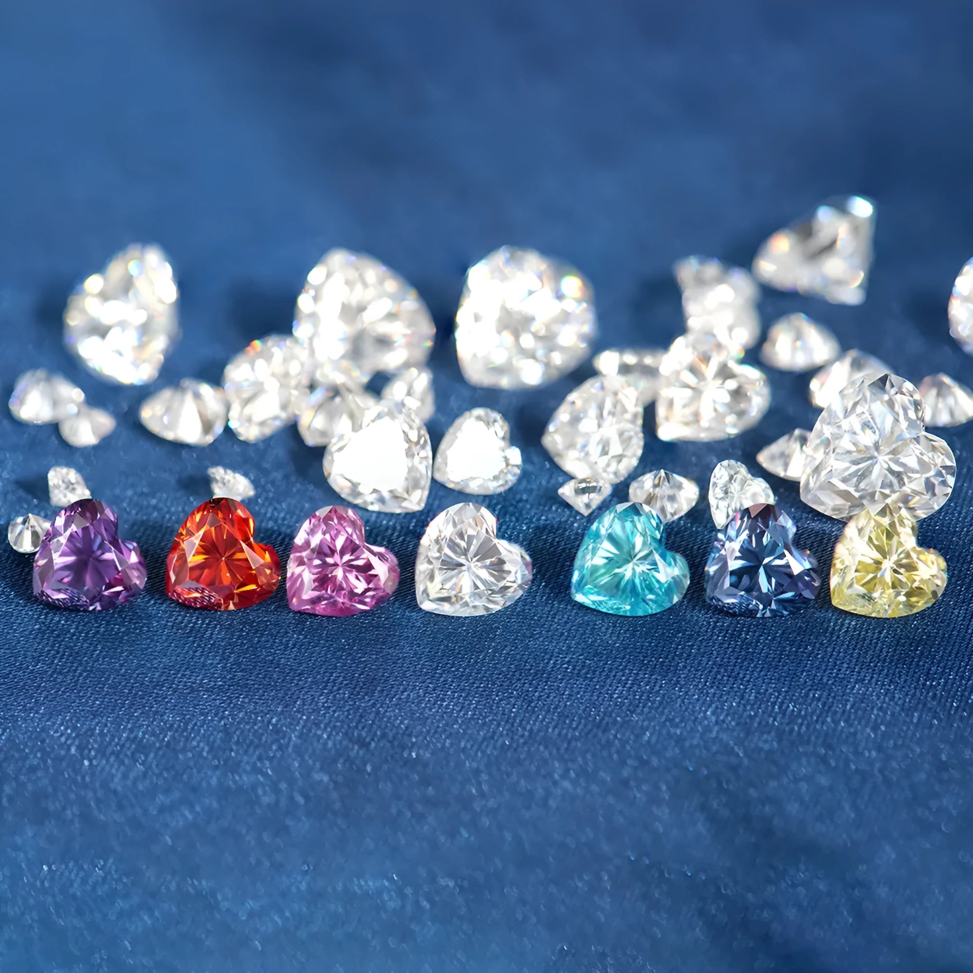 Colourful heart-shaped moissanite gemstone in multiple size options for jewellery making