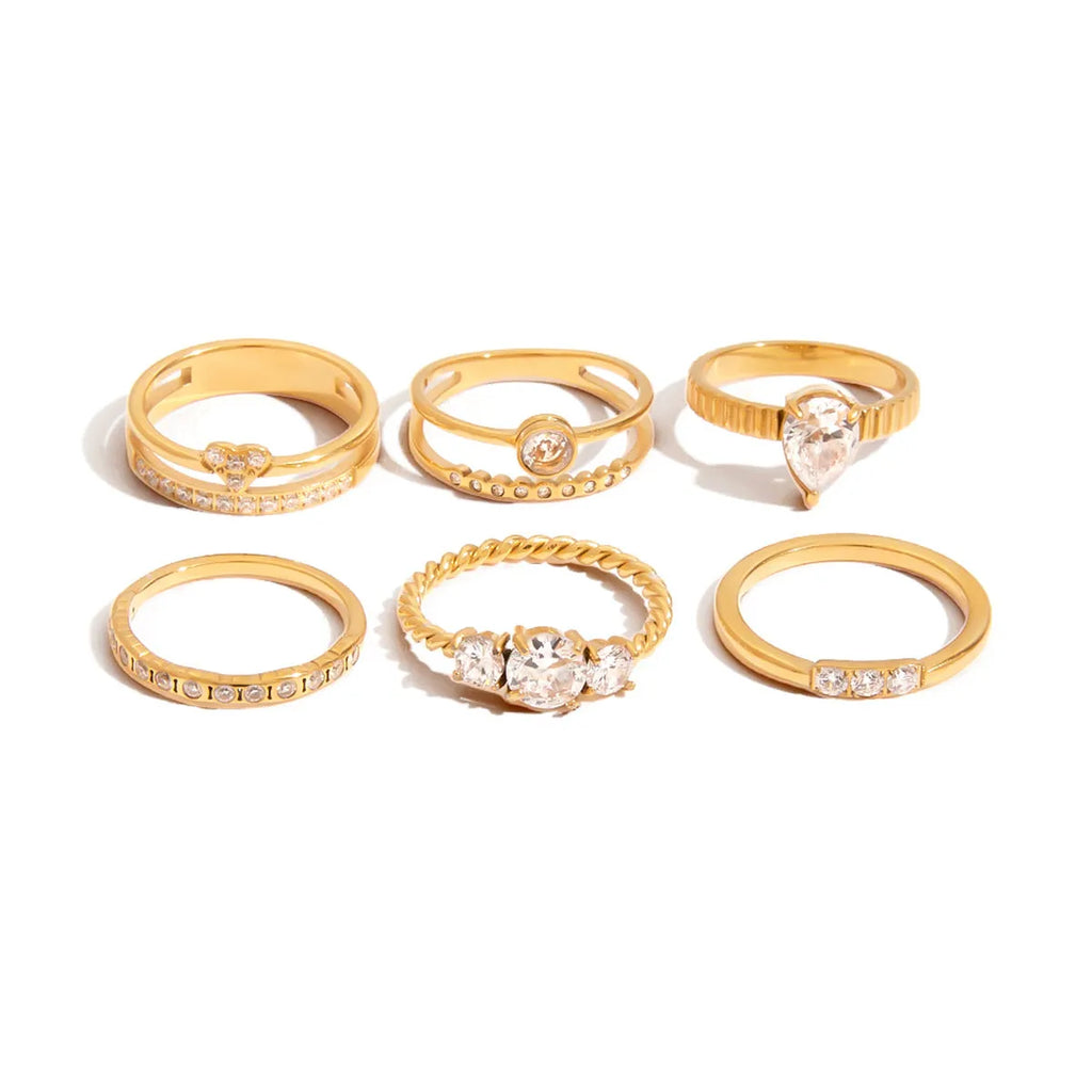 Geometric titanium steel zircon ring in stainless steel with European styling