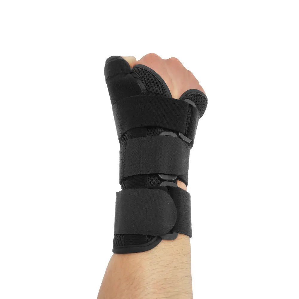 Carbon fibre sports wrist guard with thumb strap in black and grey colour options