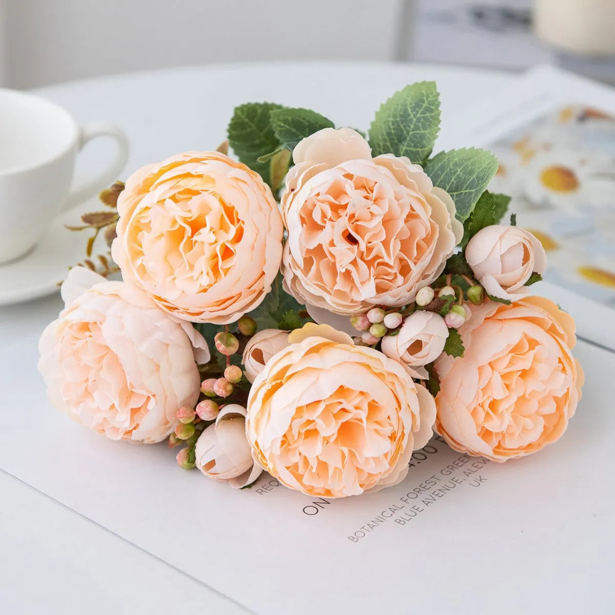 Artificial silk peony bouquet in multiple colours for wedding and home decoration