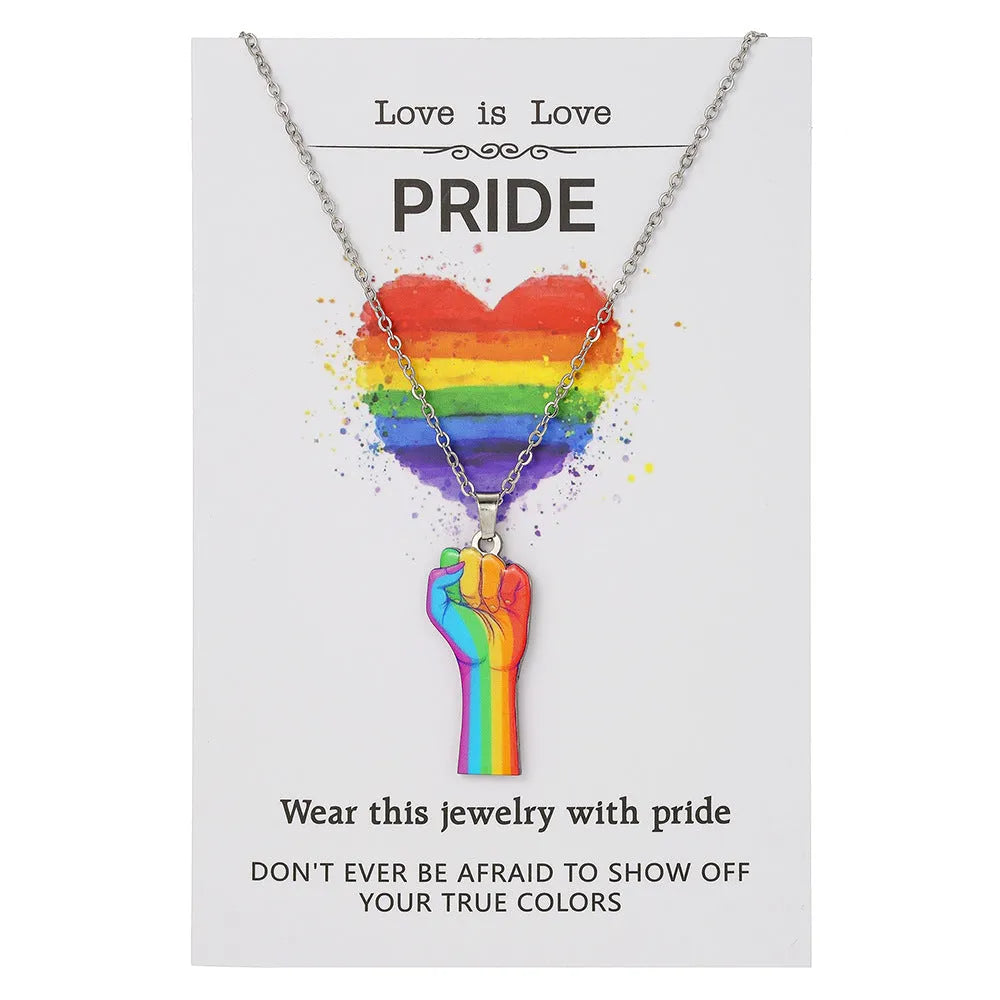 Stainless steel necklace with colour printing and matching friendship bracelet for women