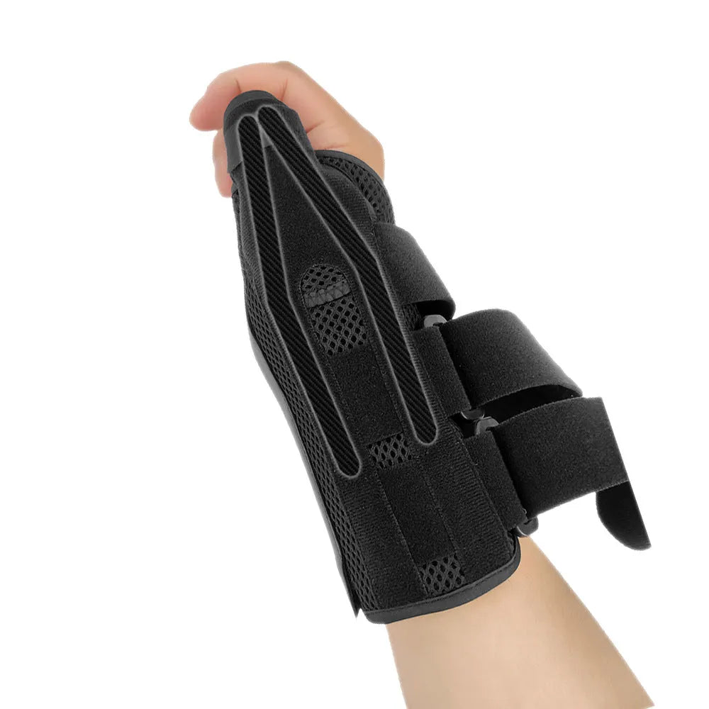 Carbon fibre sports wrist guard with thumb strap in black and grey colour options