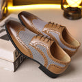 Men's imitation houndstooth plaid casual shoes with square toe and lace-up front.