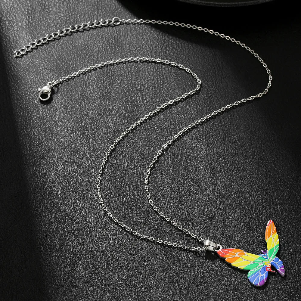 Stainless steel necklace with colour printing and matching friendship bracelet for women
