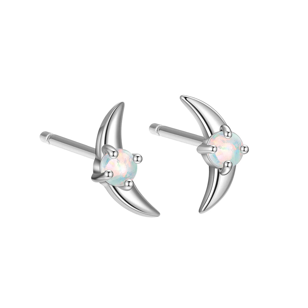 Geometric women's 925 silver earrings with electroplated gold or platinum finish and crystal stone accents