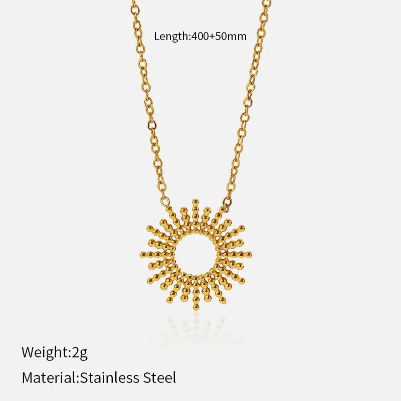SUNFLOWER Series women's gold jewellery set showing necklace and bracelet with geometric chain design