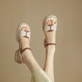 Women's chunky heel platform sandals with open toe design in renewable leather