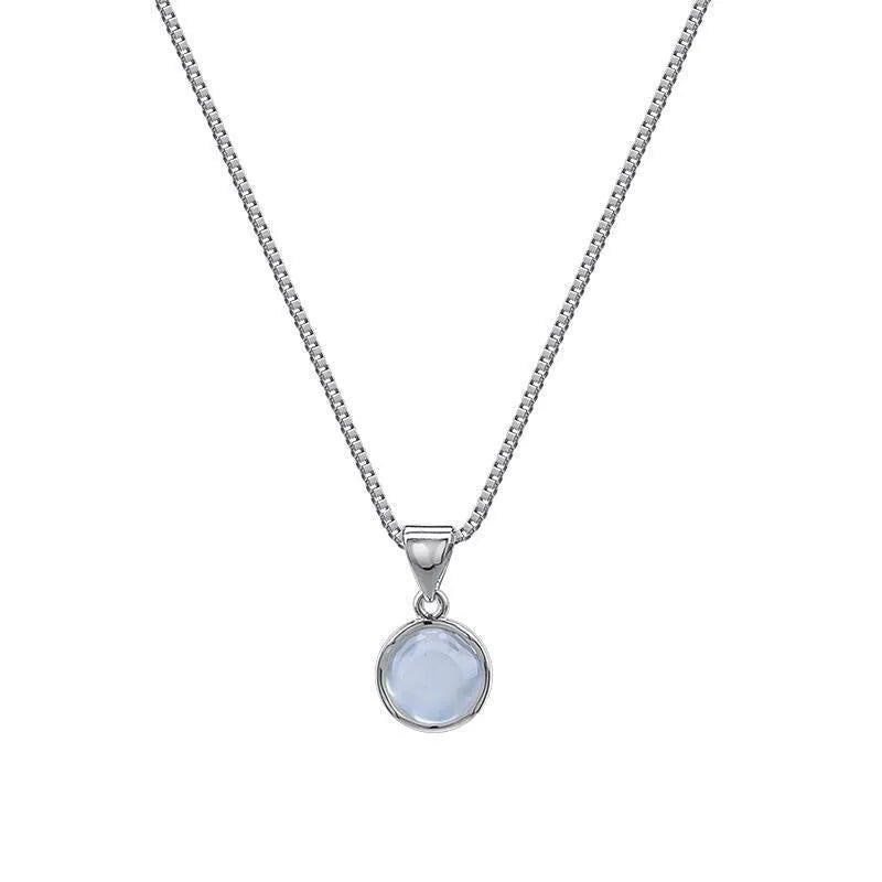 Oval artificial crystal pendant necklace with eight-point star design on adjustable box chain