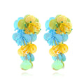 Handmade dopamine bead flower earrings in colourful rose purple designs