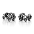 Stainless steel skull ear clips with hollow geometric design and clip mechanism
