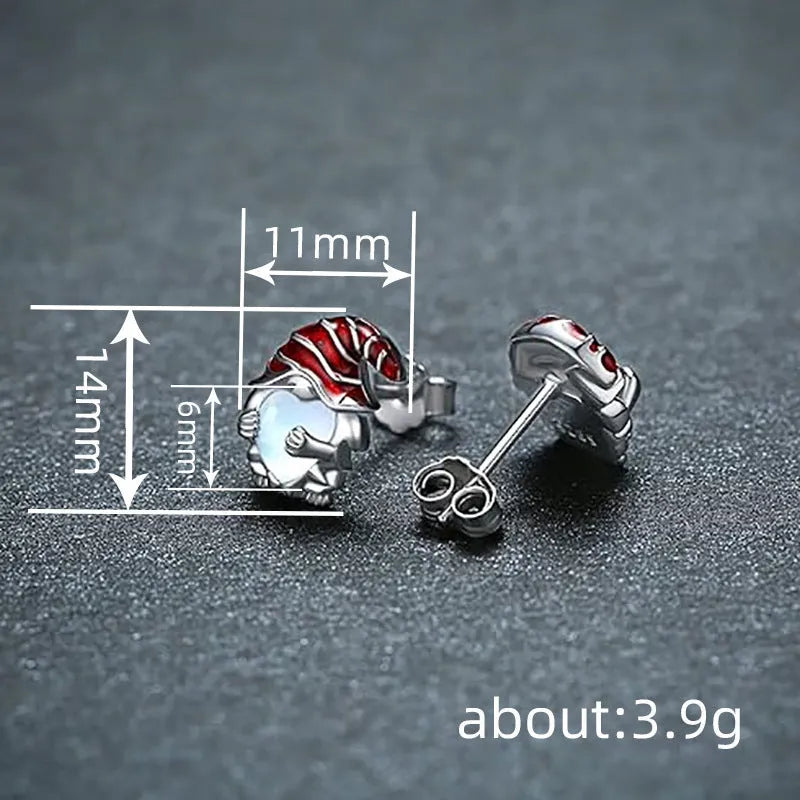 Women's Santa Claus heart-shaped earrings with white gold electroplated finish
