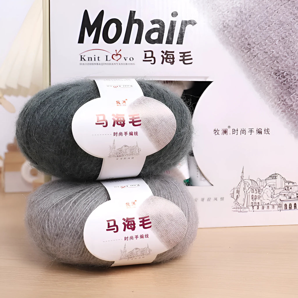 Mohair wool ball for DIY scarf knitting in selected colour from 34 options