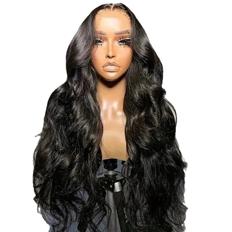 Black big wave lace wig on display showing long-length high temperature fibre construction