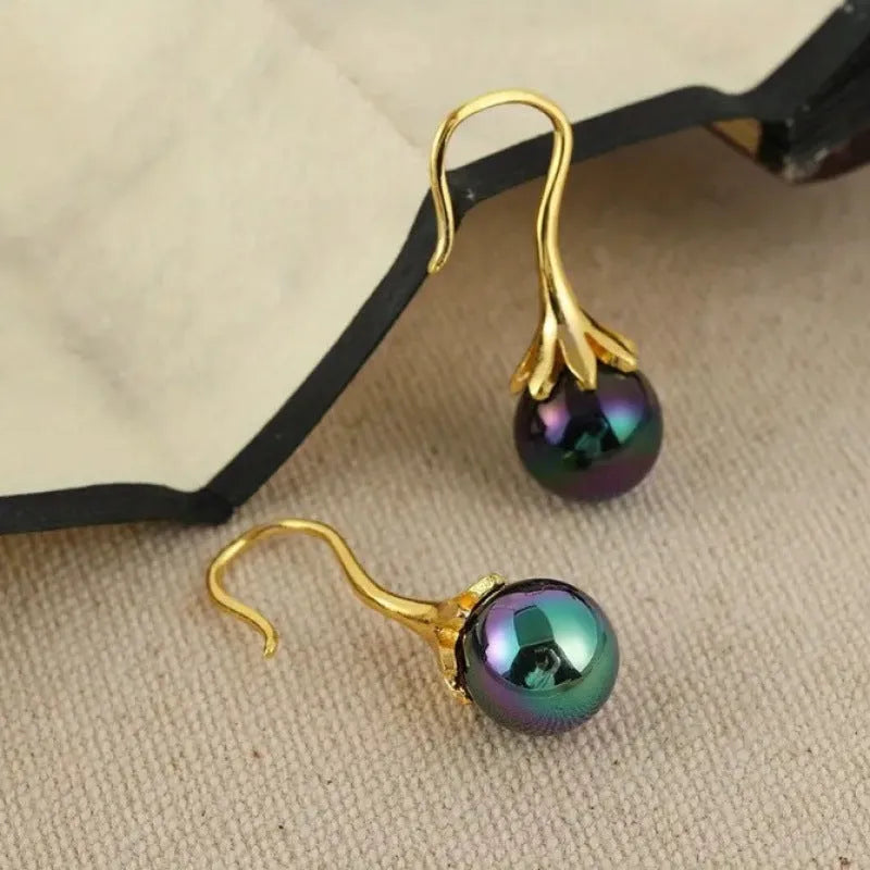 Retro fashion women's earrings with electroplated imitation gold finish and alloy construction