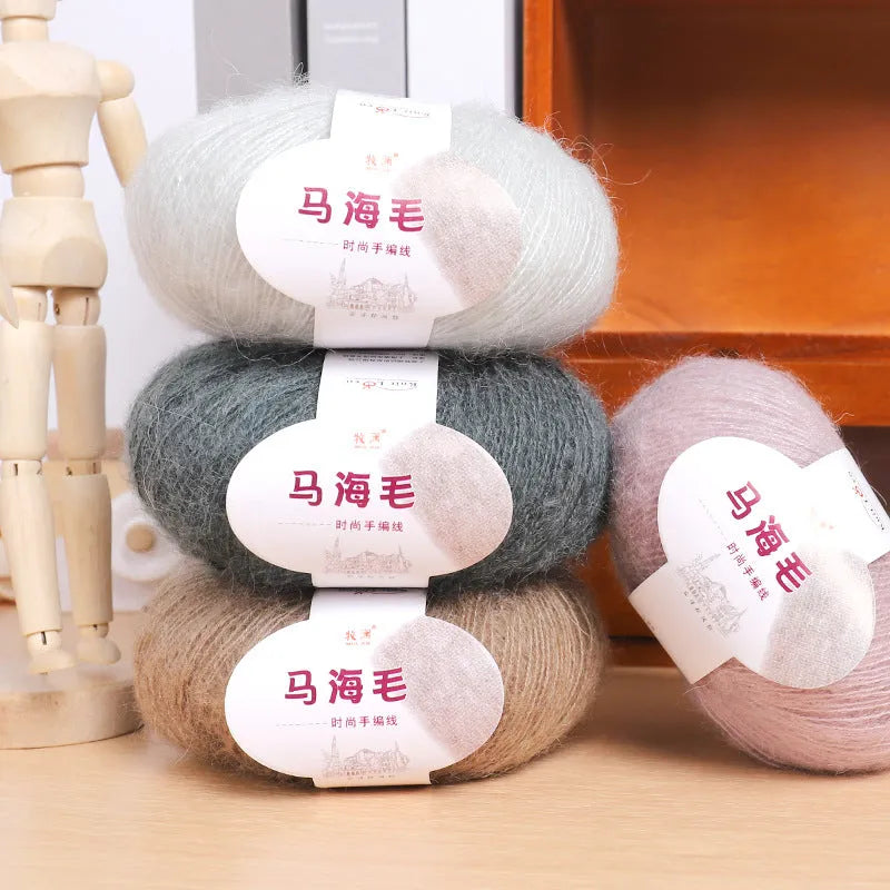 Mohair wool ball for DIY scarf knitting in selected colour from 34 options