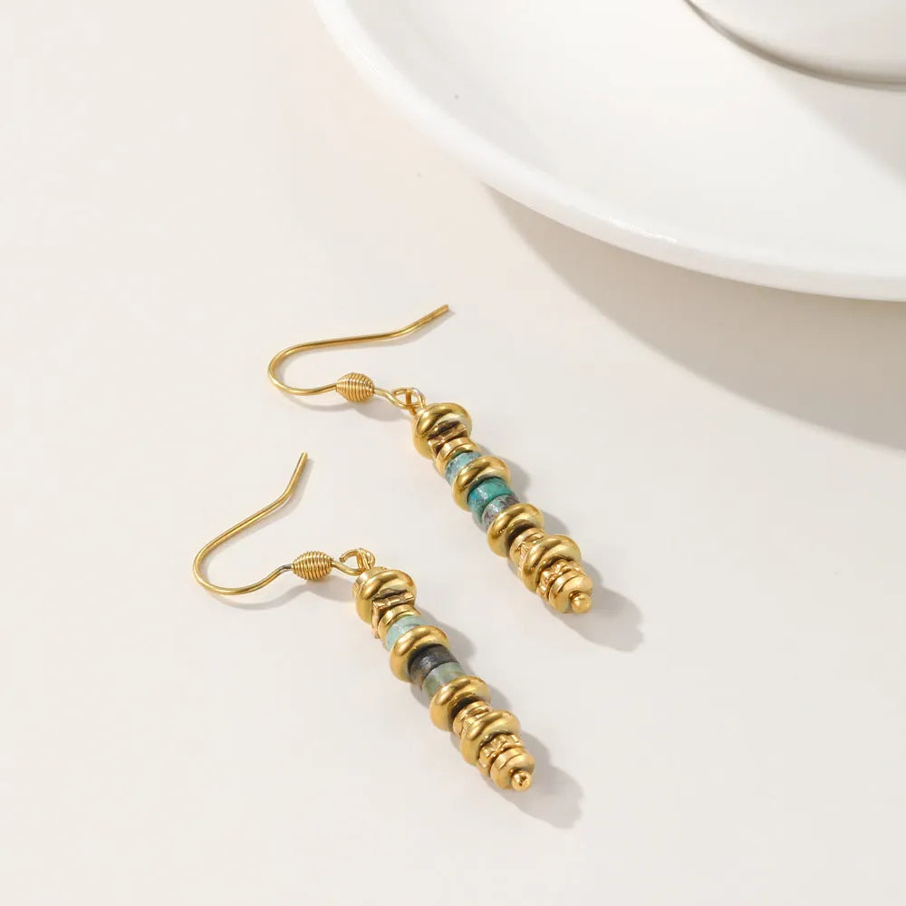 Titanium steel geometric dangle earrings with retro design in SE22101520 colour