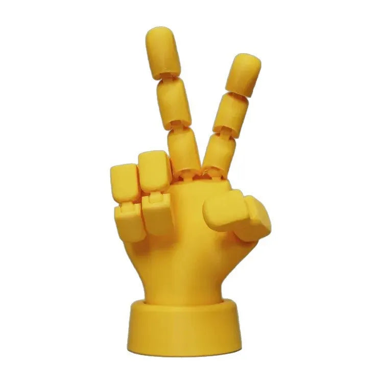 Yellow PLA hand ornament with movable finger joints in American style decoration